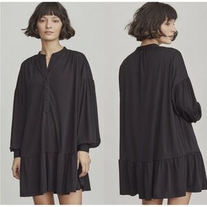 Elizabeth & James Tunic Mini Dress Large Black Ruffled Hem Boho Minimalist